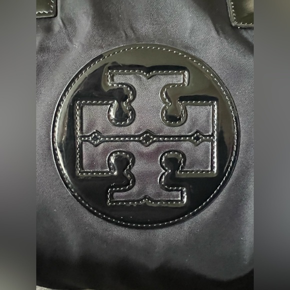 Tory Burch Mini Ella Tote Bag in Black Nylon and Black Patent Leather Trim - Picture 3 of 14